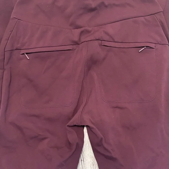Athleta Headlands Hybrid Tight Sz 4 Burgundy Wine High Rise Zip Pockets Skinny - Picture 4 of 9